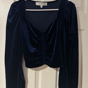 Lily White Women's Navy Velvet Top